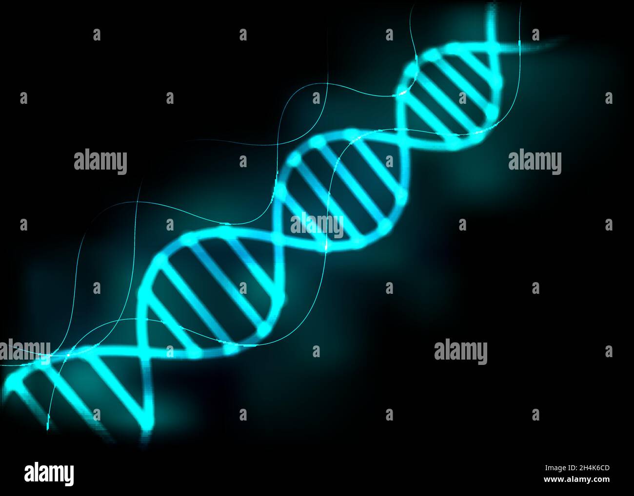 DNA-Sequenz blau leuchten Licht Hintergrund. Vektorvorlage für genetische, biotechnologische, biochemische, molekularbiologische Cover- oder Poster-Designs. Stock Vektor