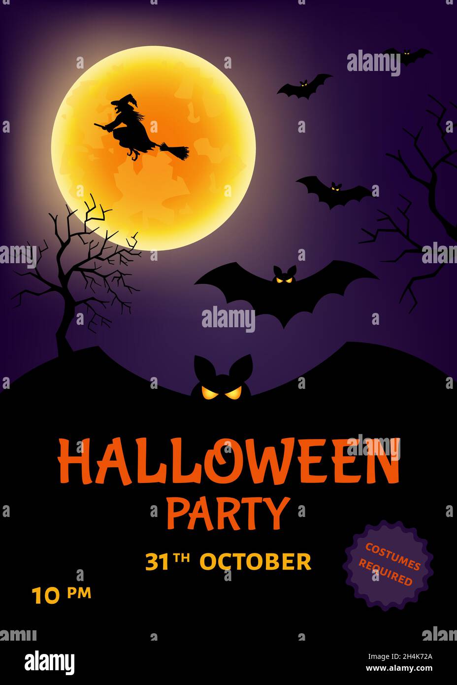 Halloween-Party-Poster. Vektorgrafik für Flyer oder Einladung. Stock Vektor