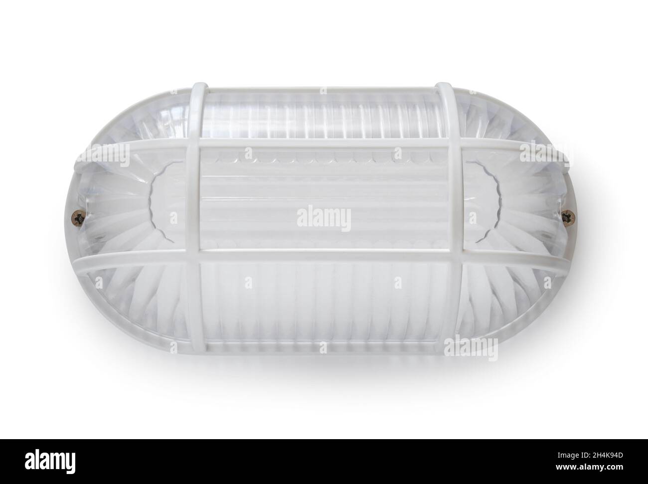 Ansicht der industriellen Wandleuchte isoliert auf weiß Stockfoto