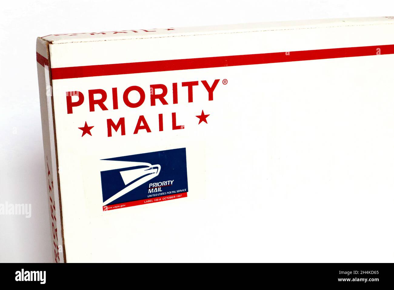 PRIORITY MAIL Mailing Box von USPS United States Postal Service Stockfoto