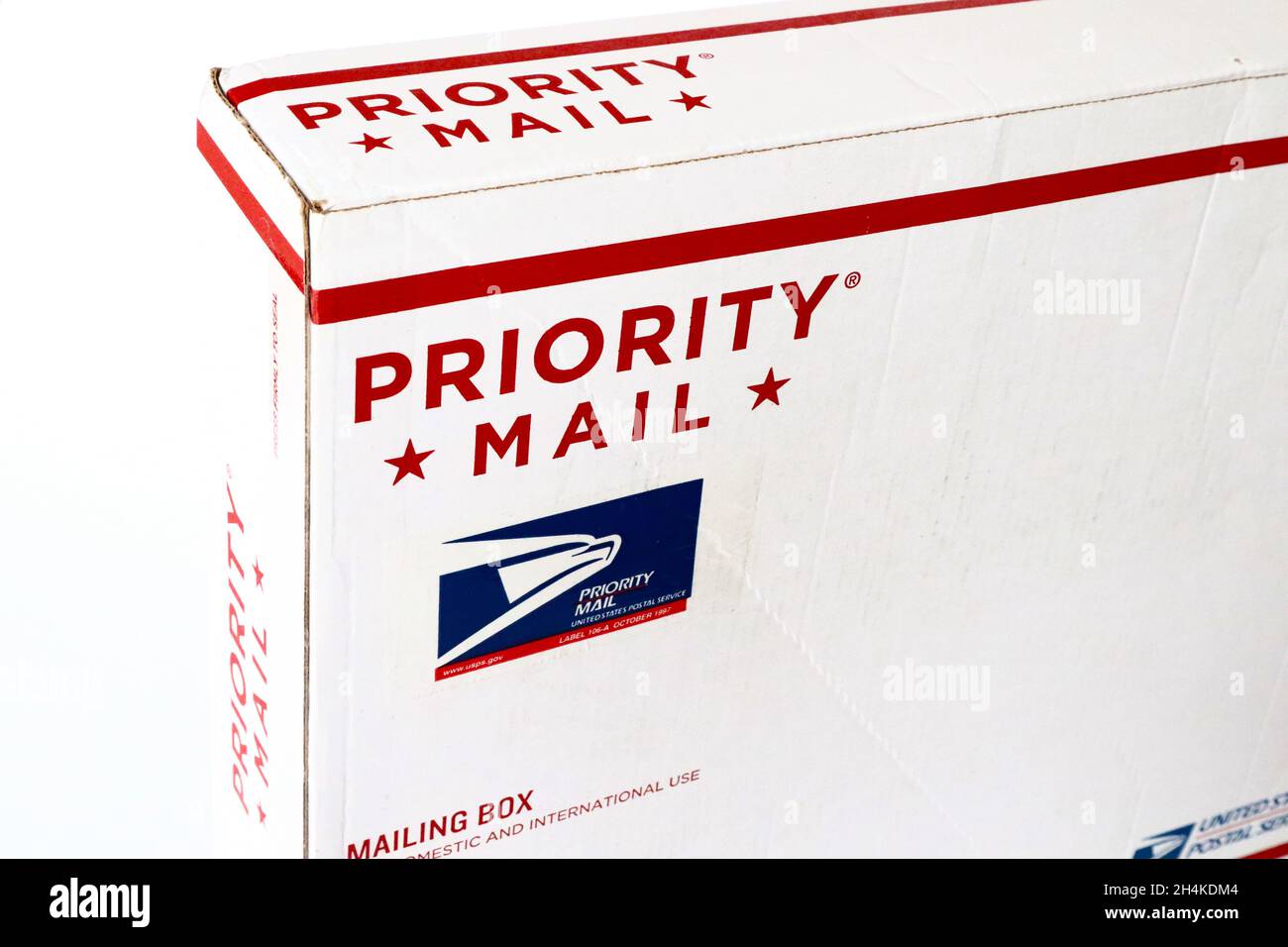 PRIORITY MAIL Mailing Box von USPS United States Postal Service Stockfoto