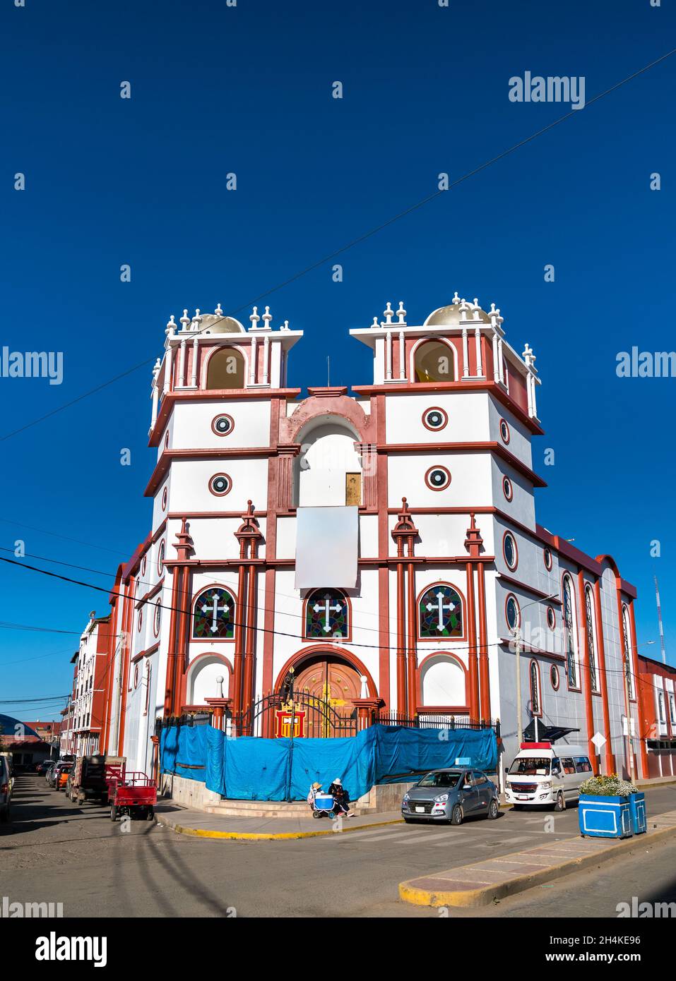 Ansicht einer Kirche in Puno, Peru Stockfoto