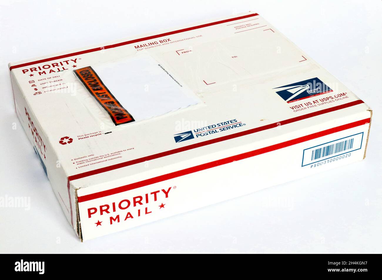 PRIORITY MAIL Mailing Box von USPS United States Postal Service Stockfoto