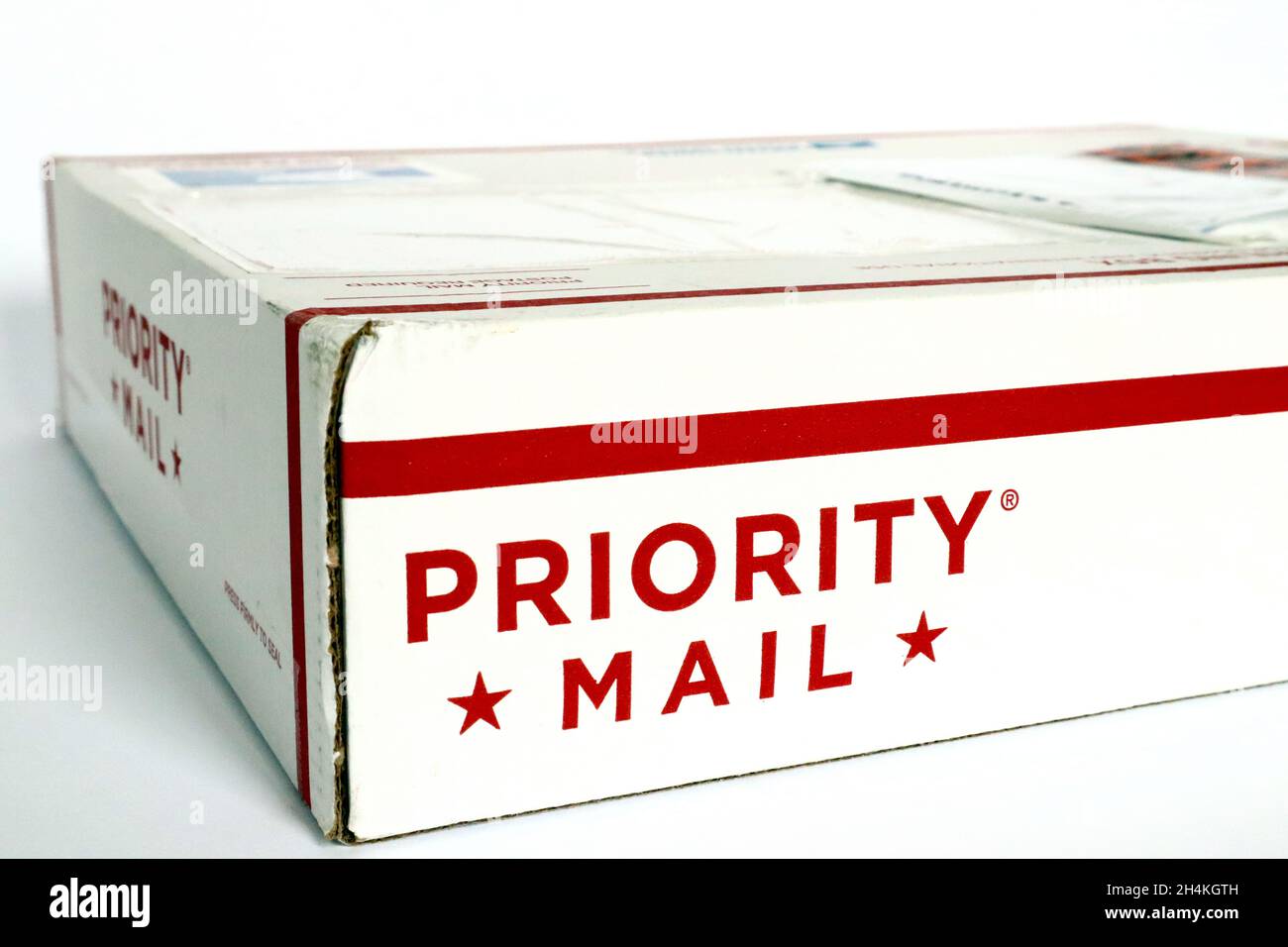 PRIORITY MAIL Mailing Box von USPS United States Postal Service Stockfoto