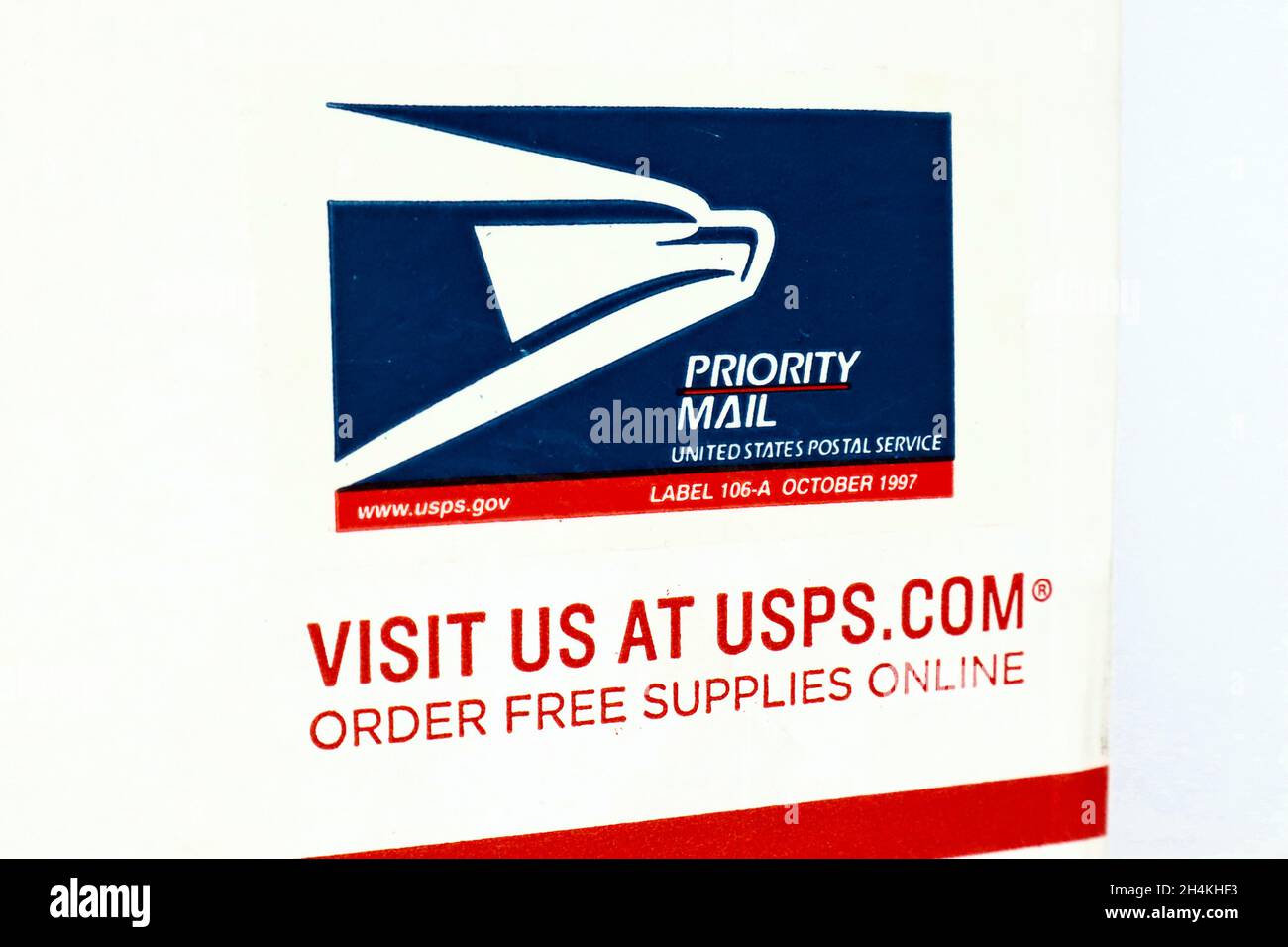 PRIORITY MAIL Mailing Box von USPS United States Postal Service Stockfoto