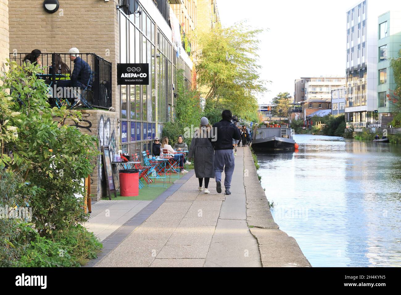 Arepa venezolanisches Restaurant am Regents Canal, in De Beauvoir Town in Haggerston, im Osten von London, Großbritannien Stockfoto