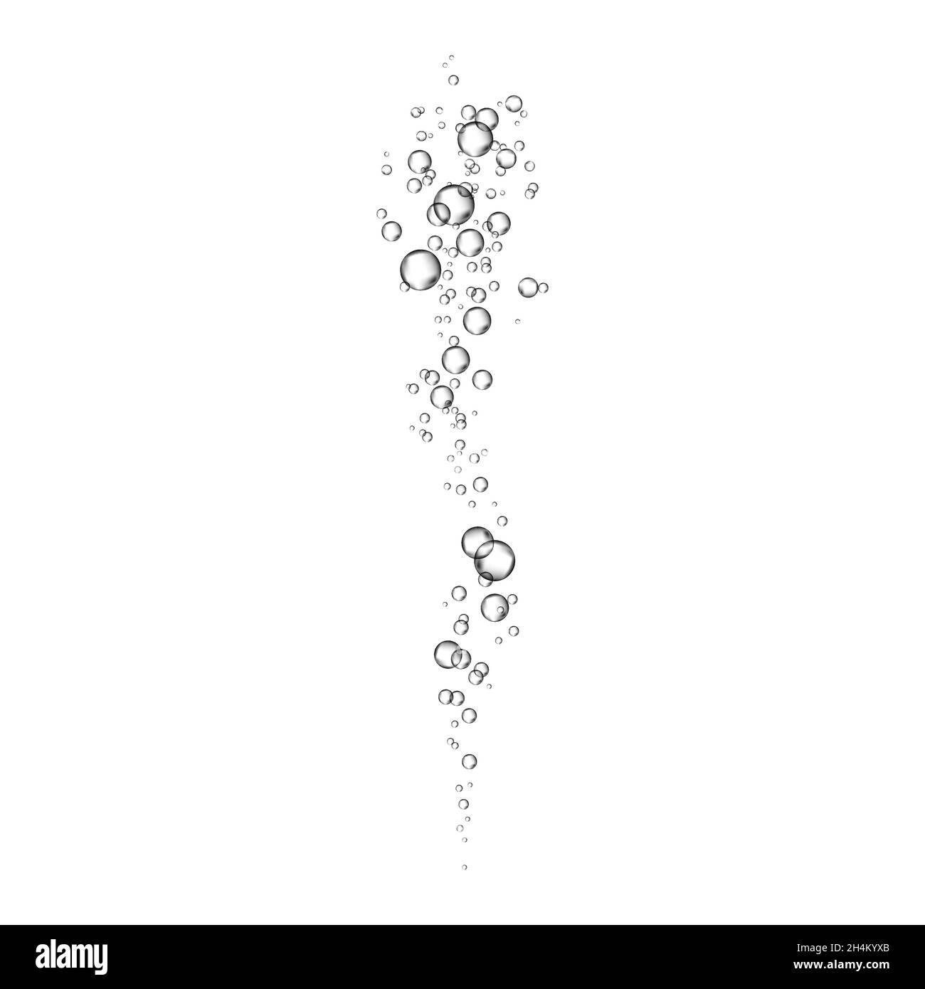 Unter Wasser fizzende Luftblasen fließen auf weißem Hintergrund. Sauerstoff in Wasser, Meer, Aquarium. Sodapop. Kohlensäurehaltiges Getränk. Vektorstruktur unter Wasser. Stock Vektor