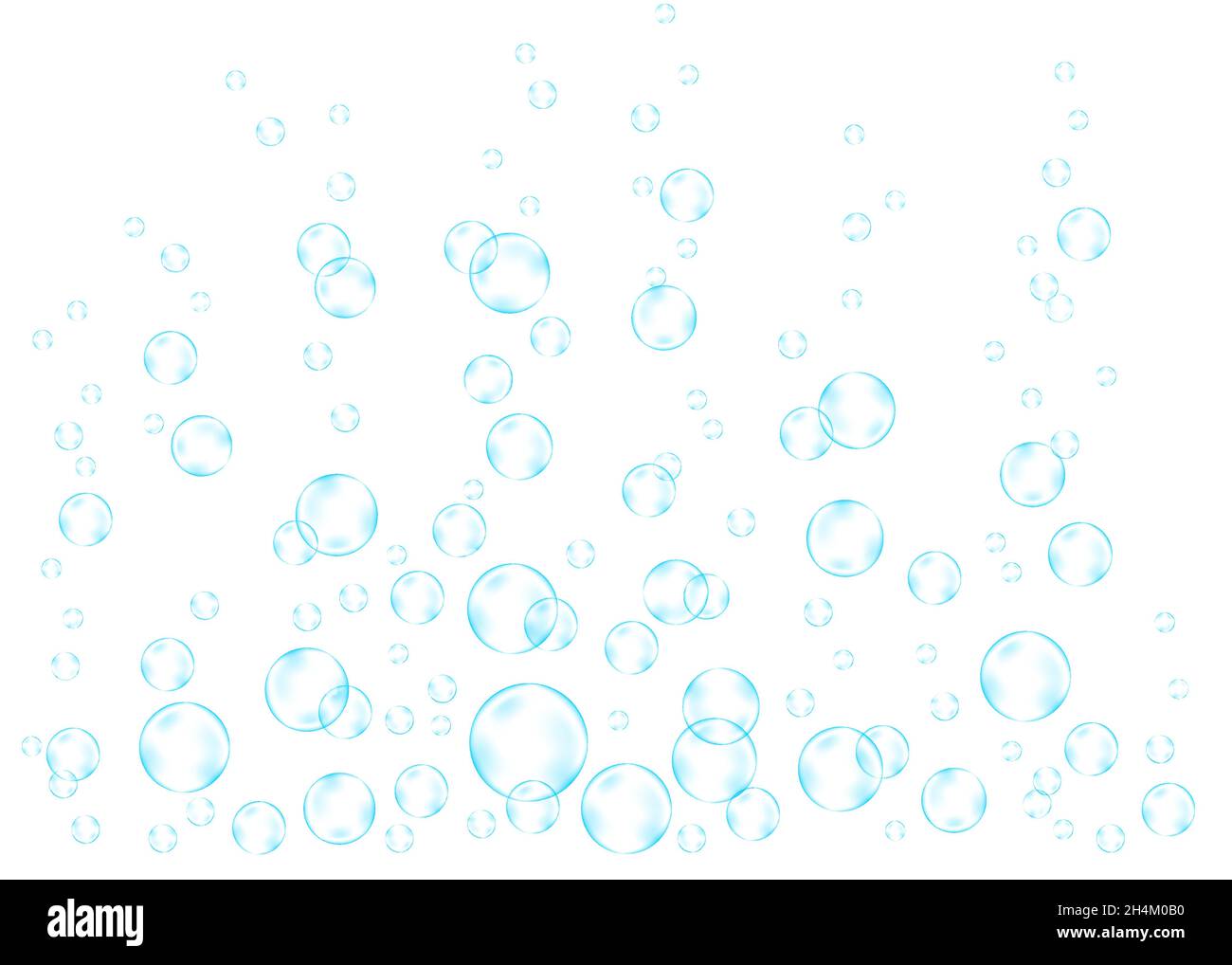 Blaue Unterwasser-Luftblasen. Spritzig funkelt in Wasser, Meer, Aquarium, Meer. Sodapop. Brausegetränk. Vektorstruktur unter Wasser. Stock Vektor