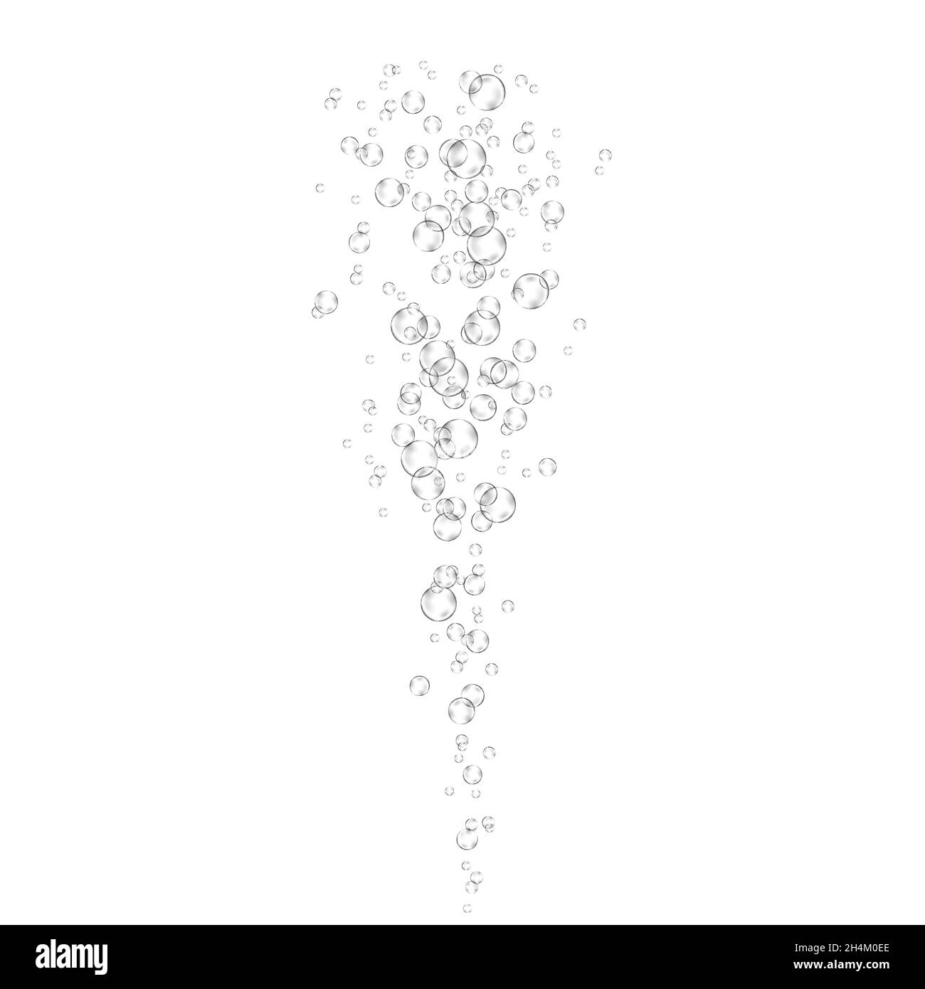 Realistische Luftblasen fließen auf weißem Hintergrund. Sauerstoff in Wasser, Meer, Aquarium. Vektorstruktur unter Wasser. Stock Vektor