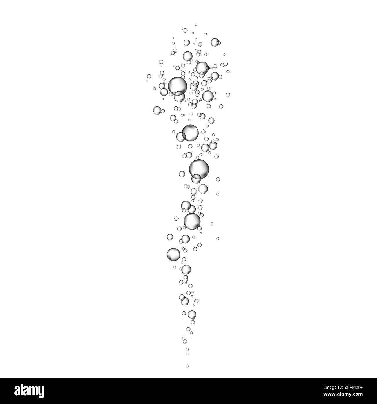 Luftblasen fließen auf weißem Hintergrund. Sauerstoff in Wasser, Meer, Aquarium. Sodapop. Kohlensäurehaltiges Getränk. Vektorstruktur unter Wasser. Stock Vektor