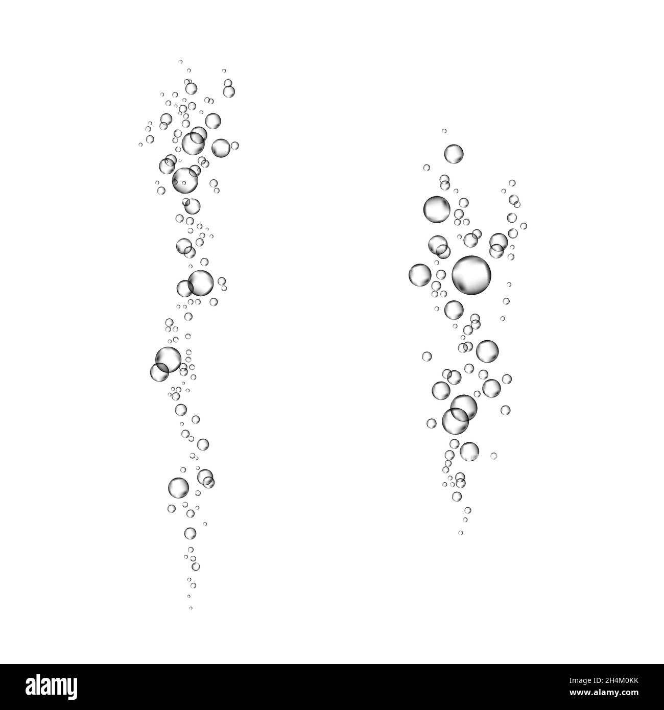 Unter Wasser fizzende Luftblasen fließen isoliert auf weißem Hintergrund. Spritzig funkelt in Wasser, Meer, Aquarium. Sodapop. Vektorstruktur unter Wasser. Stock Vektor