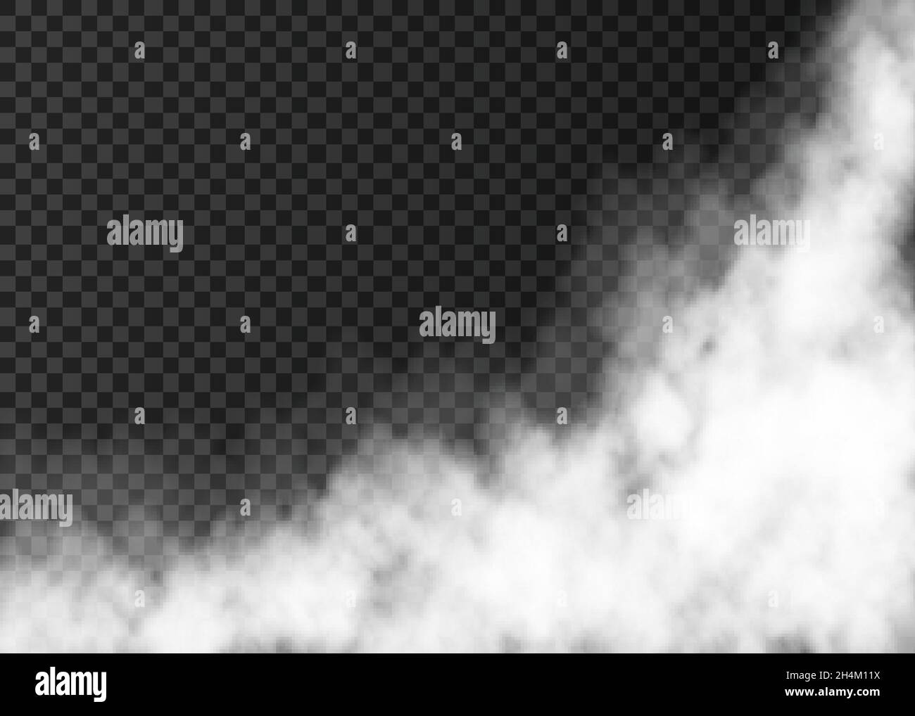 Weißer Dampf isoliert auf transparentem Hintergrund. Nebeleffekt. Realistische Vektor Feuer Rauch oder Nebel Textur . Stock Vektor