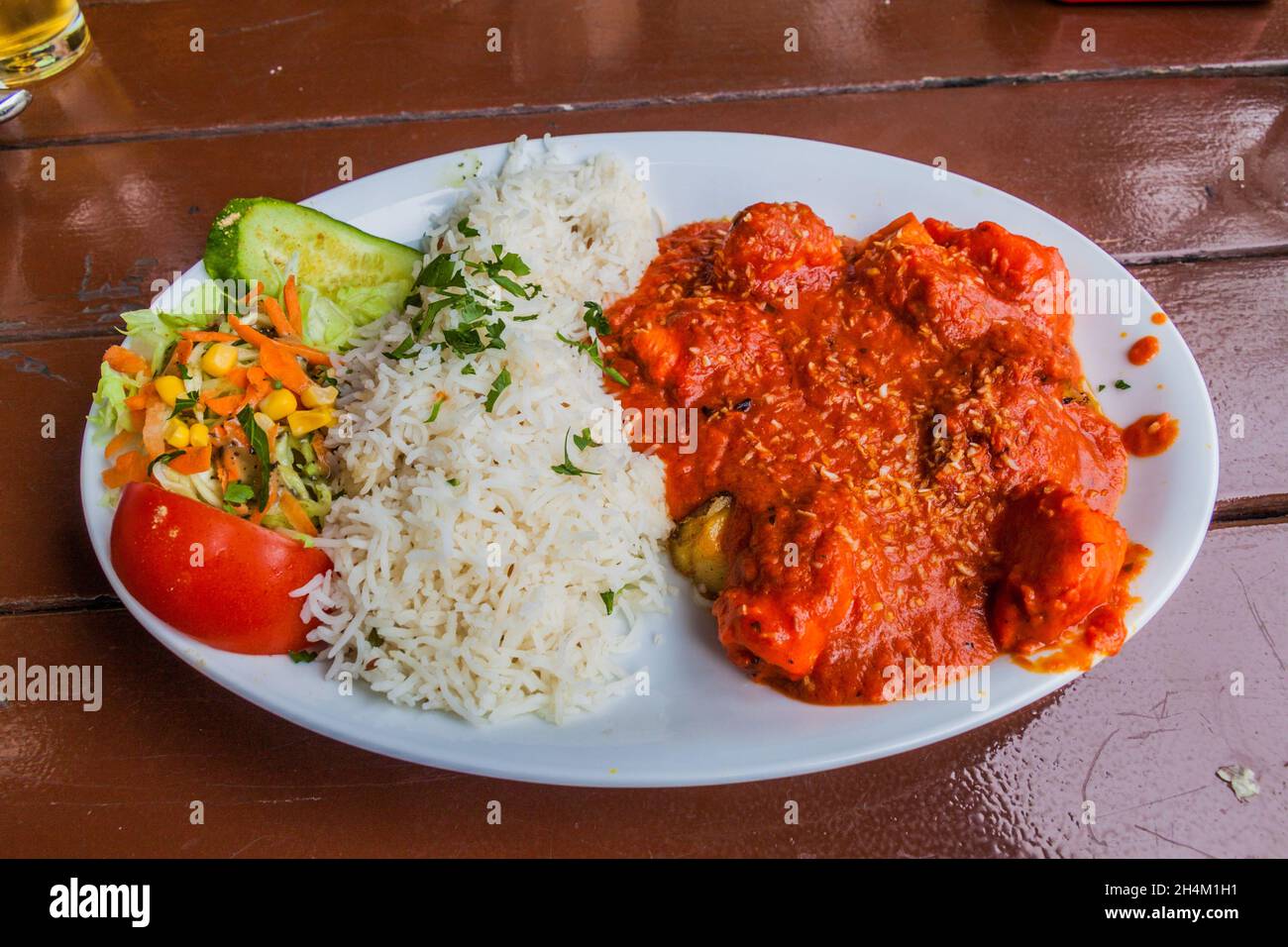 Indische Küche - Gericht aus Chicken Vindaloo Stockfoto