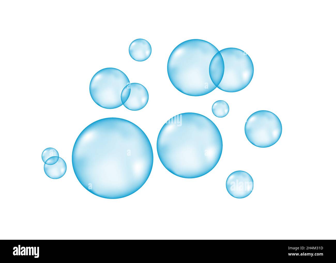 Fizz. Unter Wasser fizzende Luft, Wasser oder Sauerstoff blauen Blasen auf weißem Hintergrund. Spritzig funkelt im Meer, Aquarium. Sodapop. Vektorstruktur unter Wasser. Stock Vektor