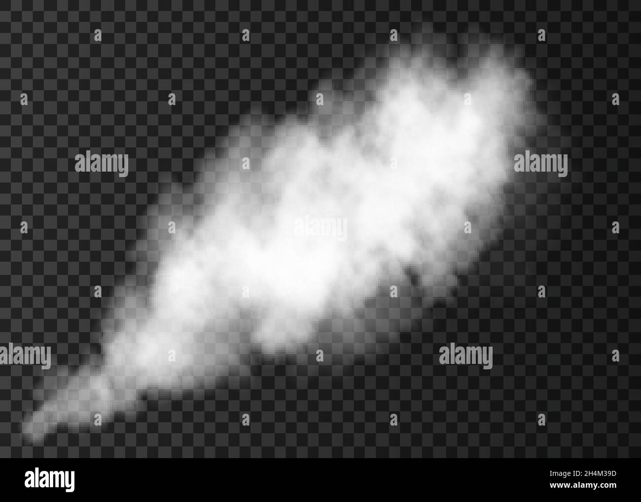 Weißer Dampf Explosion Spezialeffekt. Rauchschwamm isoliert auf transparentem Hintergrund. Realistische Vektor-Säule von Feuer Nebel oder Nebel Textur . Stock Vektor