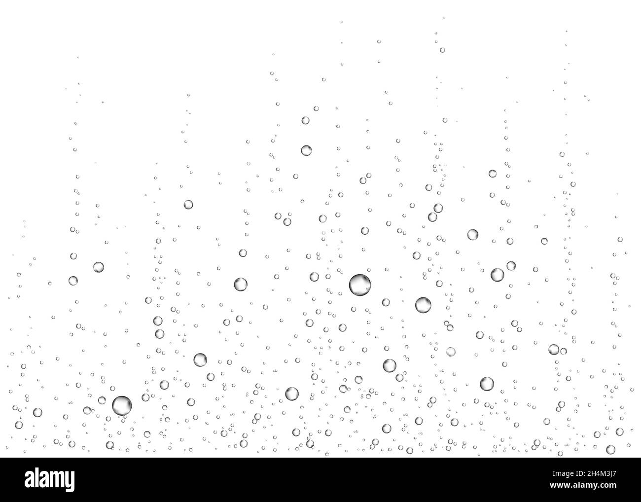 Unter Wasser fizzende Luft, Wasser oder Sauerstoffblasen auf weißem Hintergrund. Brausegetränk. Spritzig funkelt im Meer, Aquarium. Champagner. Sodapop. Unter Stock Vektor