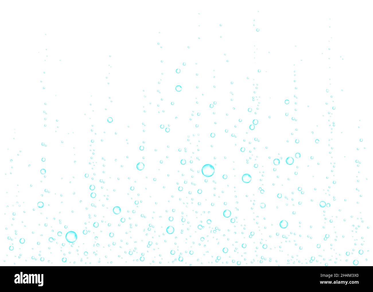 Unter Wasser fizzende Luft, Wasser oder Sauerstoffblasen auf weißem Hintergrund. Brausegetränk. Spritzig funkelt im Meer, Aquarium. Sodapop. Unterwasser-Vektor Stock Vektor