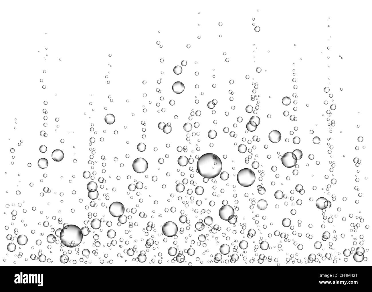 Unter Wasser fizzende Luft, Wasser oder Sauerstoffblasen auf weißem Hintergrund. Brausegetränk. Spritzig funkelt im Meer, Aquarium. Champagner. Sodapop. Unter Stock Vektor