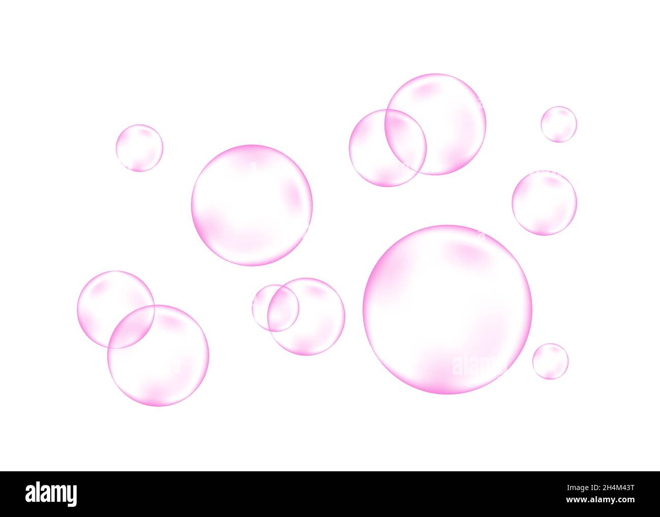Zischende Luft oder Wasser rosa Blasen auf weißem Hintergrund. Traum. Spritziges Funkeln. Gummi. Vektorstruktur. Stock Vektor
