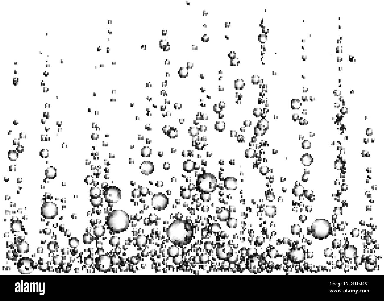 Unter Wasser fizzende Luft, Wasser oder Sauerstoffblasen auf weißem Hintergrund. Brausegetränk. Spritzig funkelt im Meer, Aquarium. Champagner. Sodapop. Unter Stock Vektor