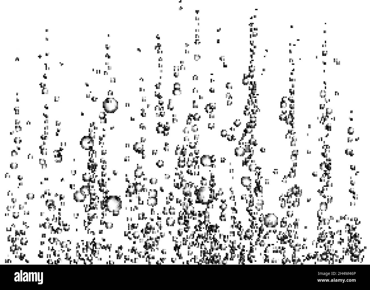 Unter Wasser fizzende Luft, Wasser oder Sauerstoffblasen auf weißem Hintergrund. Brausegetränk. Spritzig funkelt im Meer, Aquarium. Champagner. Sodapop. Unter Stock Vektor