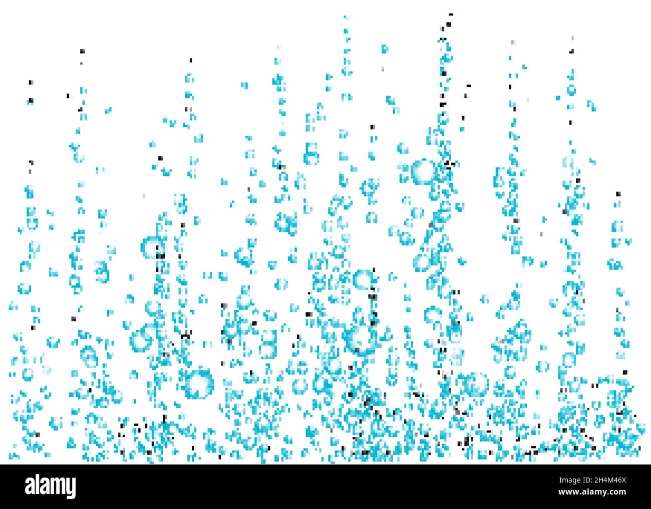 Unter Wasser fizzende Luft, Wasser oder Sauerstoffblasen auf weißem Hintergrund. Brausegetränk. Spritzig funkelt im Meer, Aquarium. Champagner. Sodapop. Unter Stock Vektor