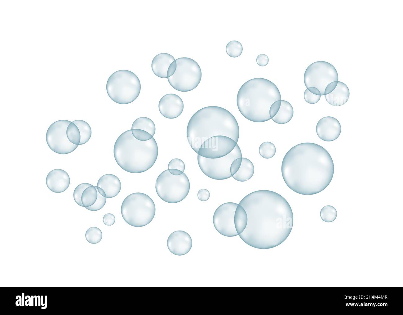 Fizz. Unter Wasser zischende Luft, Wasser oder Seifenblasen auf weißem Hintergrund. Spritzig funkelt im Meer, Aquarium. Sodapop. Vektorstruktur. Stock Vektor