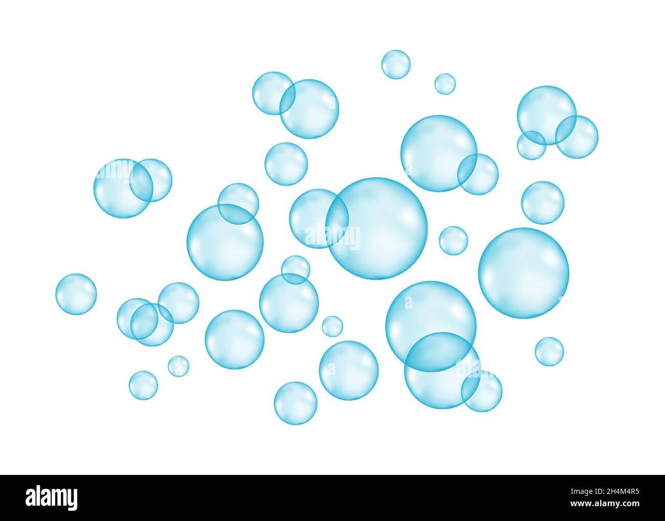 Fizz. Unterwasserblau zischende Luft, Wasser- oder Sauerstoffblasen auf weißem Hintergrund. Spritzig funkelt im Meer, Aquarium. Vektorstruktur unter Wasser. Stock Vektor