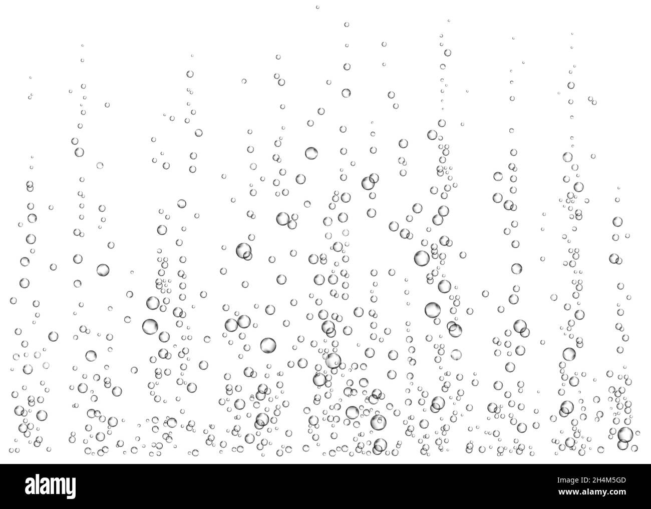 Unter Wasser fizzende Luft, Wasser oder Sauerstoffblasen auf weißem Hintergrund. Brausegetränk. Spritzig funkelt im Meer, Aquarium. Champagner. Sodapop. Unter Stock Vektor