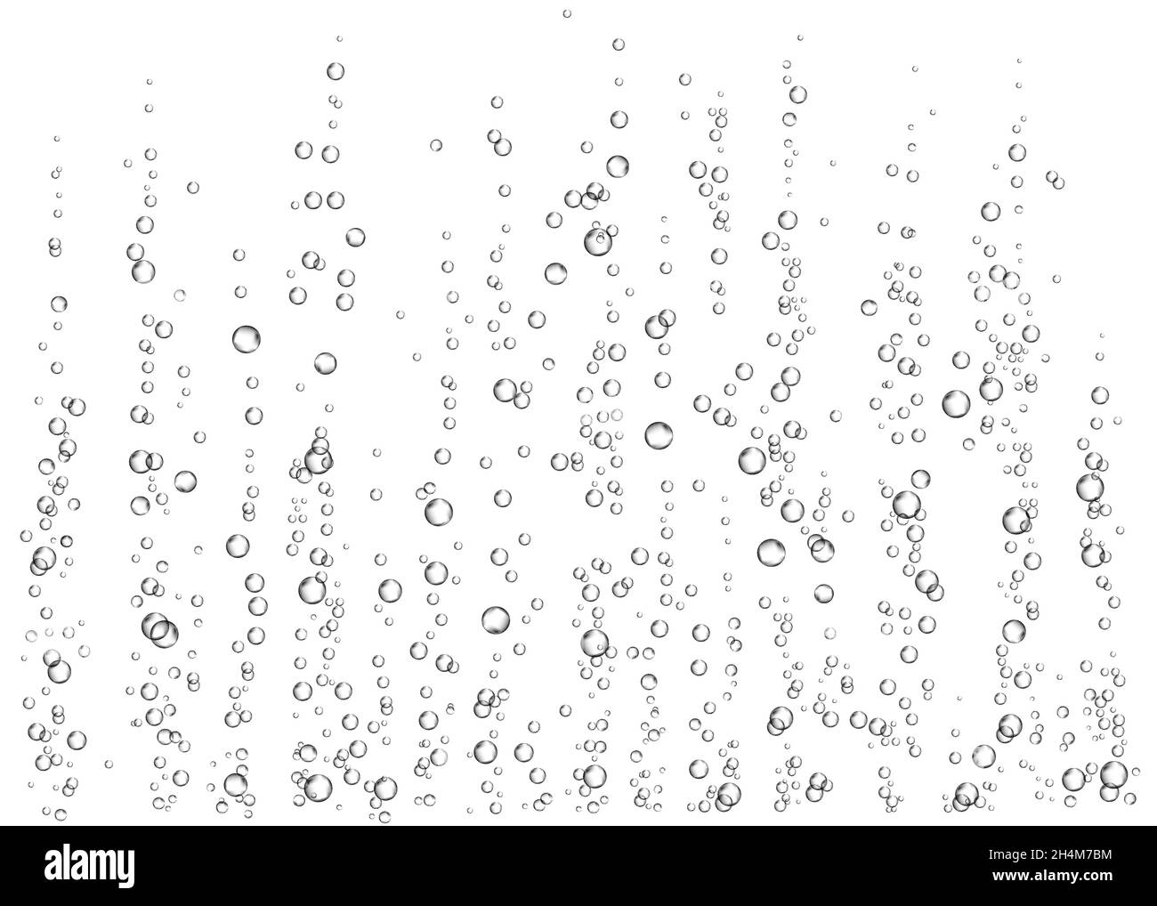 Champagner. Brausegetränk. Unter Wasser fizzende Luftblasen auf weißem Hintergrund. Spritzig funkelt in Wasser, Meer, Aquarium, Meer. Soda. Unterwasser-Vect Stock Vektor