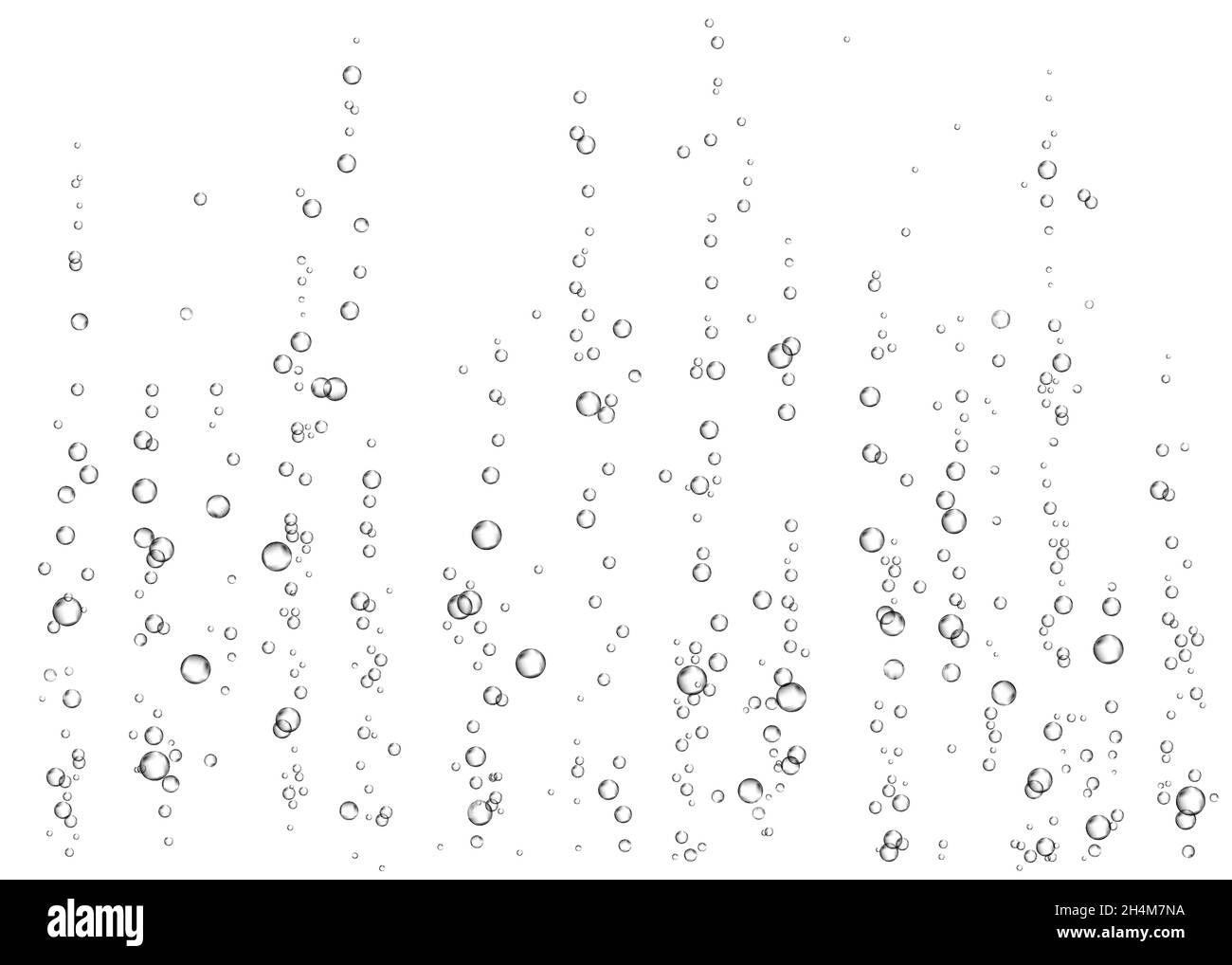 Champagner. Brausegetränk. Unter Wasser fizzende Luftblasen auf weißem Hintergrund. Spritzig funkelt in Wasser, Meer, Aquarium, Meer. Soda. Unterwasser-Vect Stock Vektor