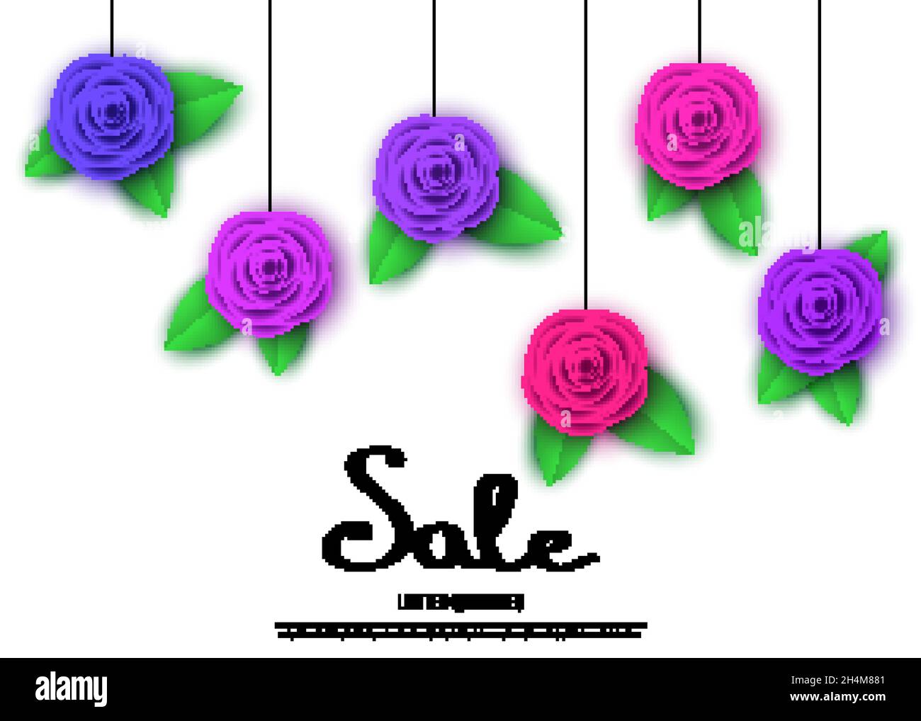 Frühlingsangebot Banner mit Blumen. Rose. Sonderangebot. Blumen bunt hellen Hintergrund. Vektor-Design-Elemente für die Förderung Angebot, fa Stock Vektor