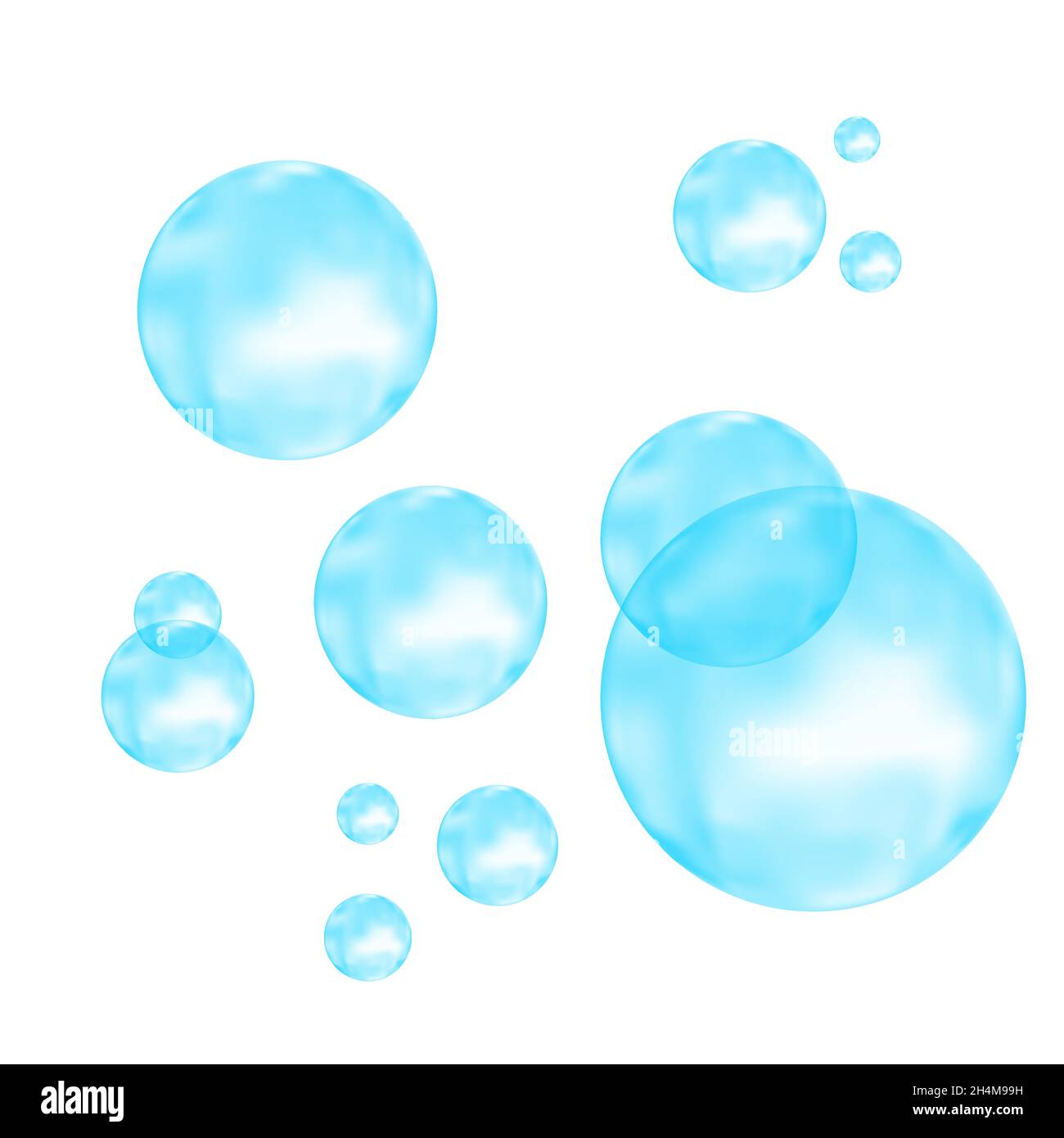 Fizz. Unter Wasser fizzende Luft, Wasser oder Sauerstoff blauen Blasen auf weißem Hintergrund. Spritzig funkelt im Meer, Aquarium. Sodapop. Vektorstruktur unter Wasser. Stock Vektor