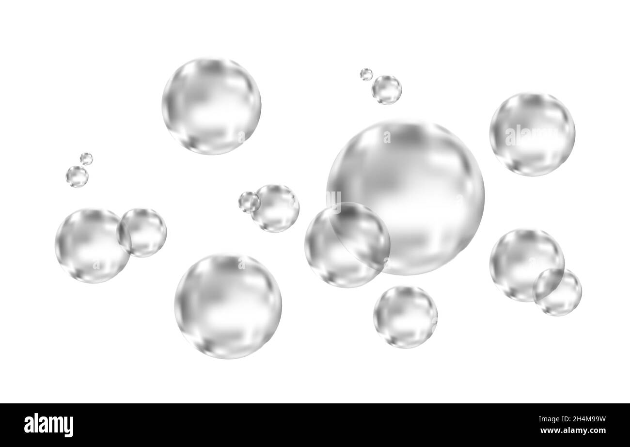 Brausegetränk. Unterwasser schwarz fizzing Luftblasen auf weißem Hintergrund. Spritzig funkelt in Wasser, Meer, Aquarium, Meer. Fizz. Unterwasser-Vektor t Stock Vektor