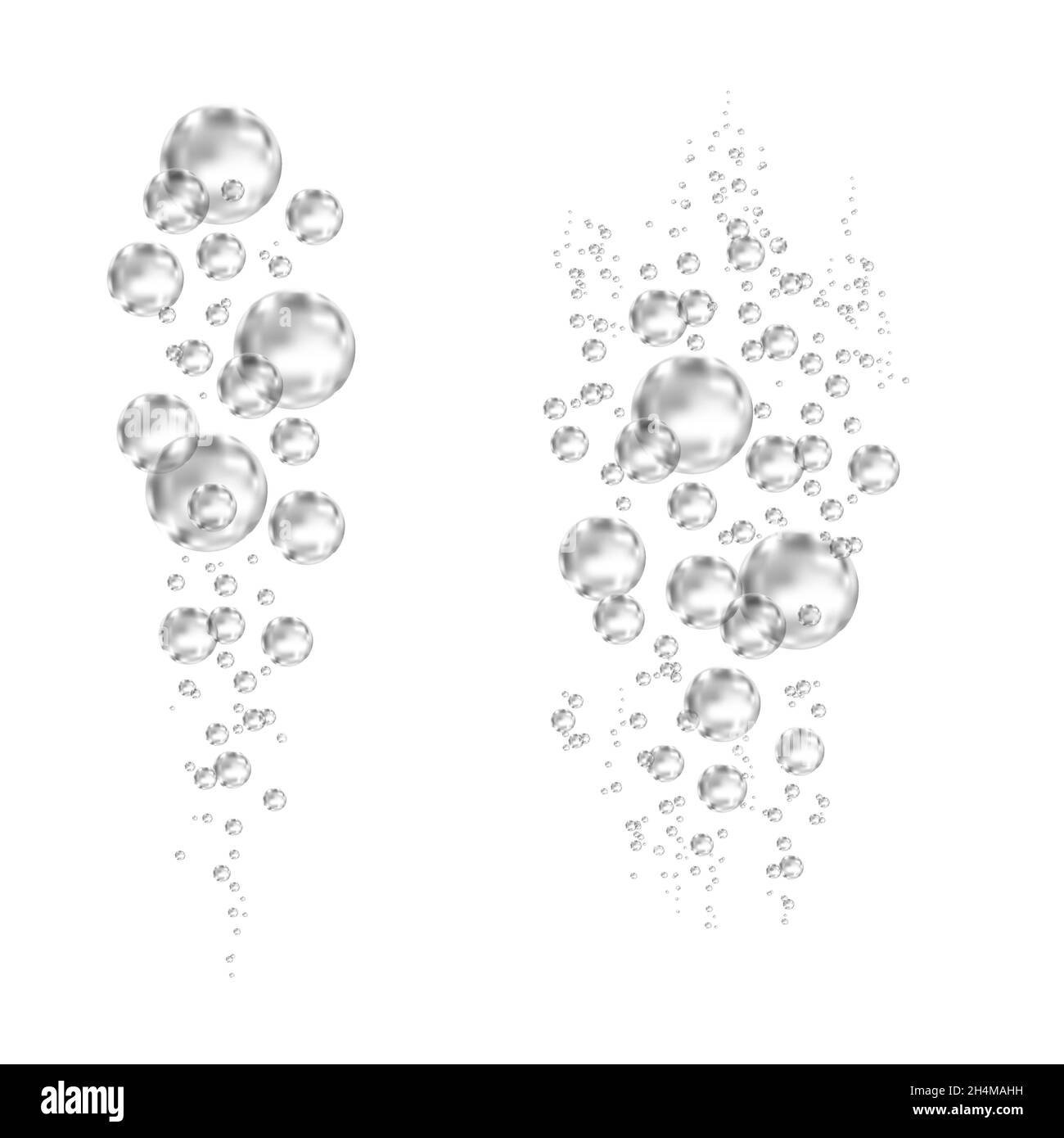 Brausegetränk. Unterwasser schwarz fizzing Luftblasen auf weißem Hintergrund. Spritzig funkelt in Wasser, Meer, Aquarium, Meer. Fizz. Unterwasser-Vektor t Stock Vektor