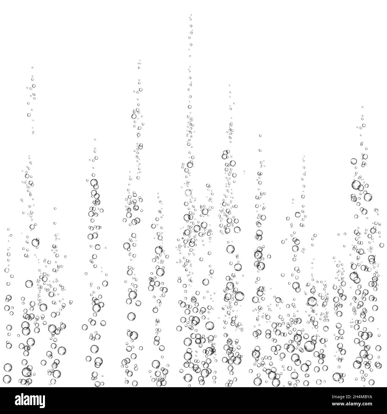 Brausegetränk. Unterwasser schwarz fizzing Luftblasen auf weißem Hintergrund. Spritzig funkelt in Wasser, Meer, Aquarium, Meer. Fizz. Unterwasser-Vektor t Stock Vektor