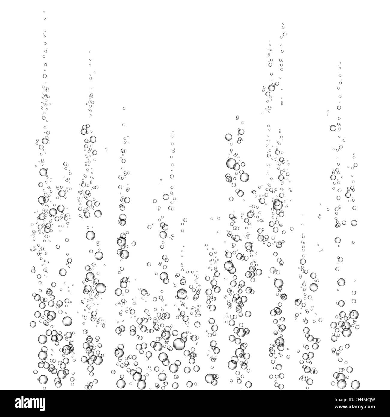 Brausegetränk. Unterwasser schwarz fizzing Luftblasen auf weißem Hintergrund. Spritzig funkelt in Wasser, Meer, Aquarium, Meer. Fizz. Unterwasser-Vektor t Stock Vektor