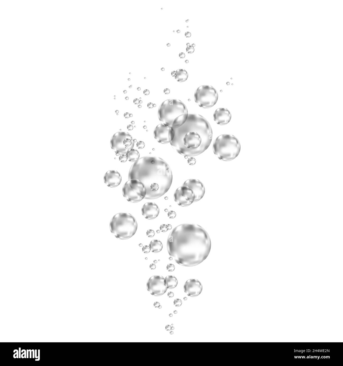 Brausegetränk. Unterwasser schwarz fizzing Luftblasen auf weißem Hintergrund. Spritzig funkelt in Wasser, Meer, Aquarium, Meer. Fizz. Unterwasser-Vektor t Stock Vektor