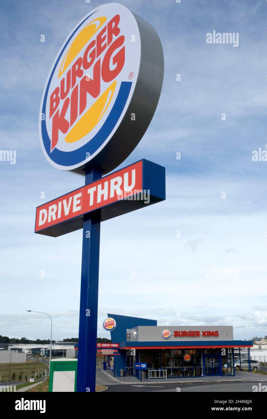 Burger King Restaurant am Apollo Drive, Rosedale, Auckland, Neuseeland am Samstag, 5. Mai 2007 Stockfoto