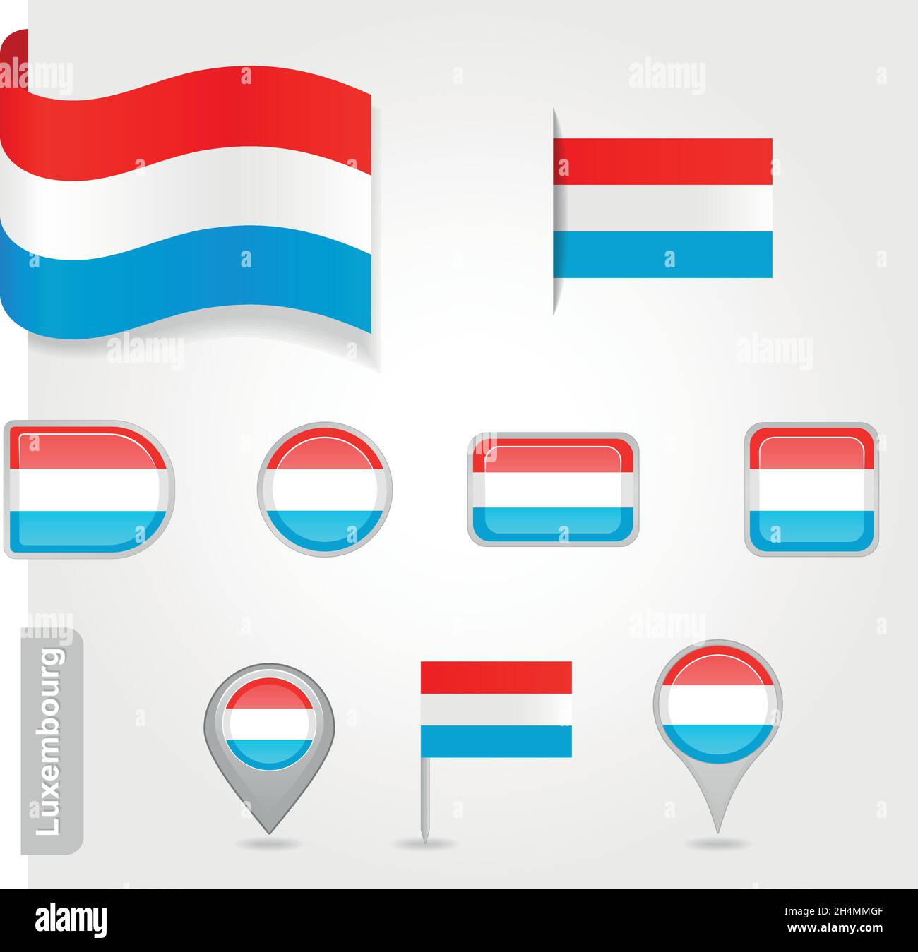 Luxemburg Symbol Set von Flaggen EPS 10 Stock Vektor