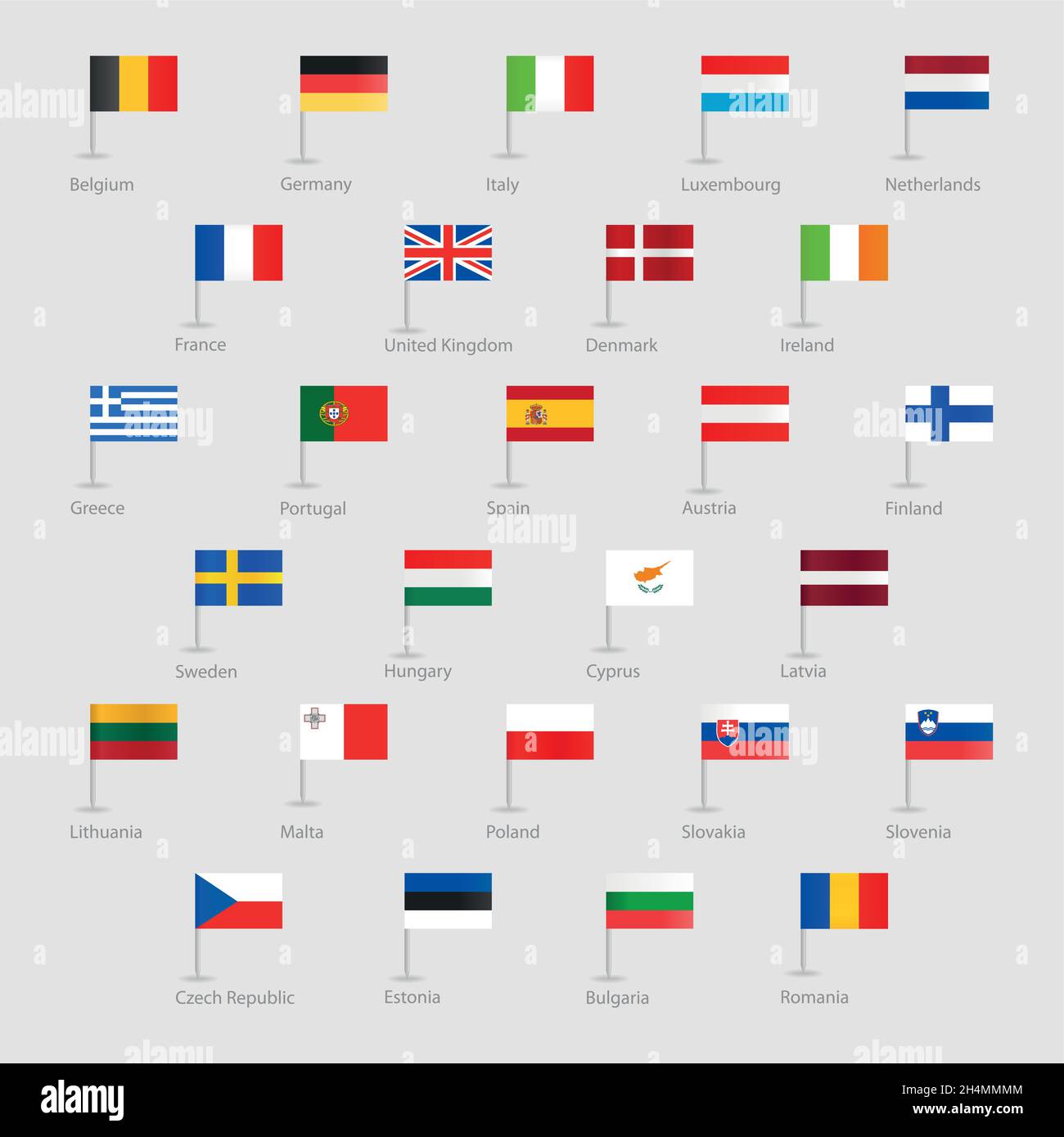 Die Flaggen der EU-Länder legen EPS 10 fest Stock Vektor