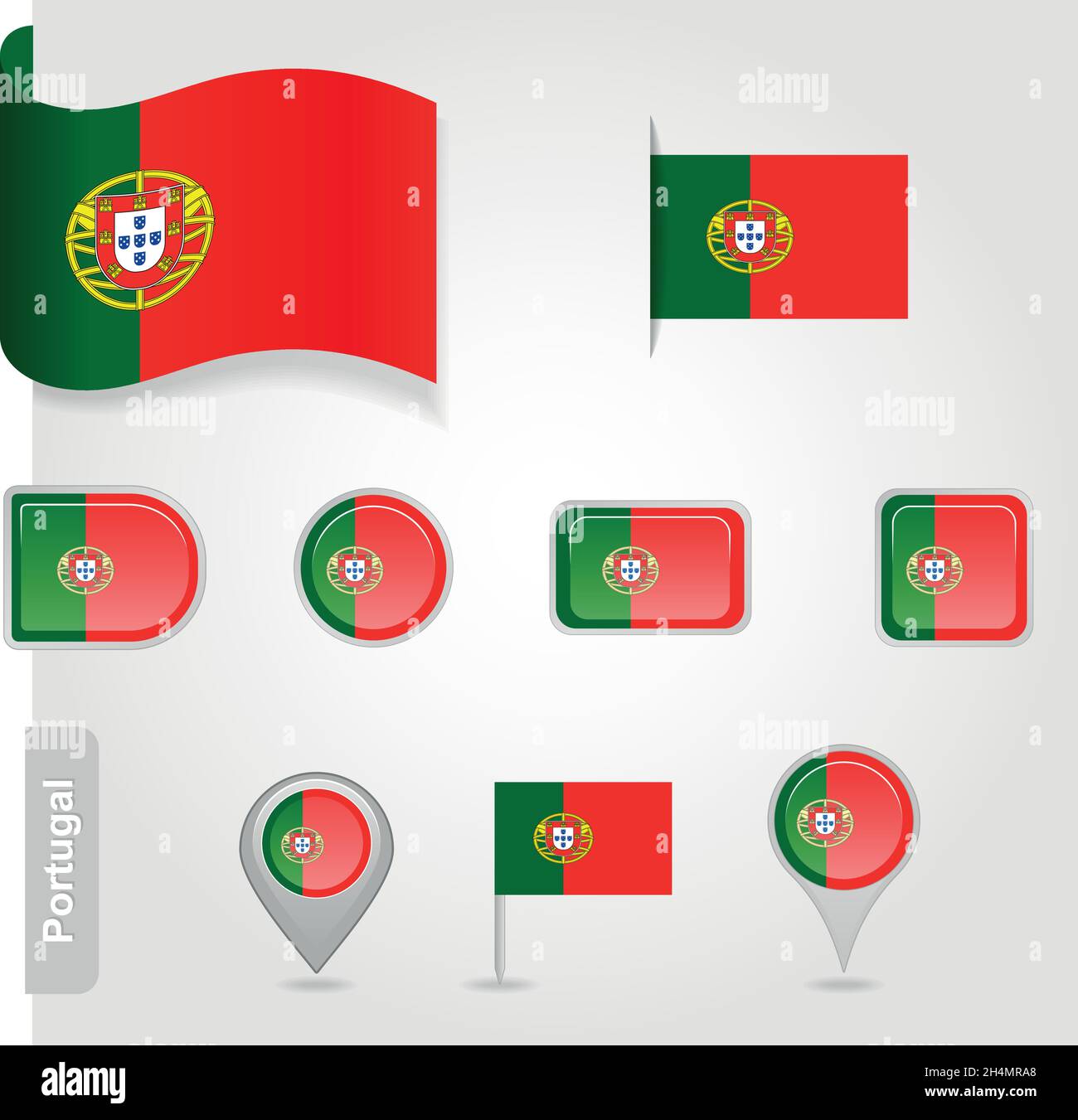 Portugal Icon Flaggen-Set EPS 10 Stock Vektor