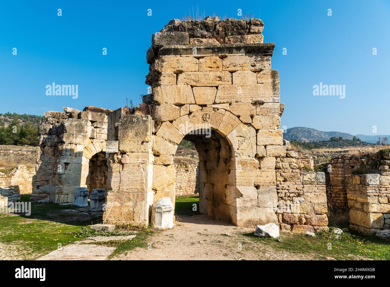 Martyrium des heiligen Philip in Hierapolis alten Ort in der Denizli Provinz der Türkei. Diese Kirche mit einem achteckigen Kern wurde am Anfang des gebaut Stockfoto