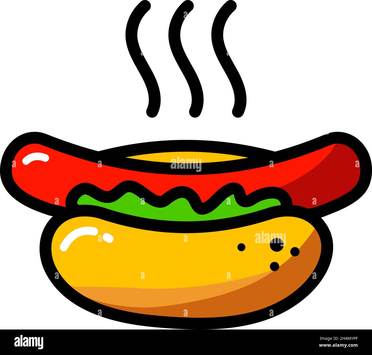 Vektor-Hotdog-Vorlage für einfache Symbole. Farbe Street Fast Food Symbol Abbildung. Flat american Hot Dog Logo Hintergrund. Einfaches Konzept für Café, Stall, Stock Vektor