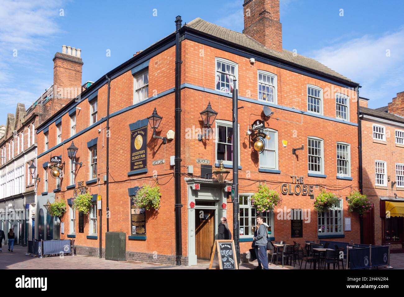 18. Jahrhundert The Globe Pub, Silver Street, Stadtzentrum, City of Leicester, Leicestershire, England, Vereinigtes Königreich Stockfoto