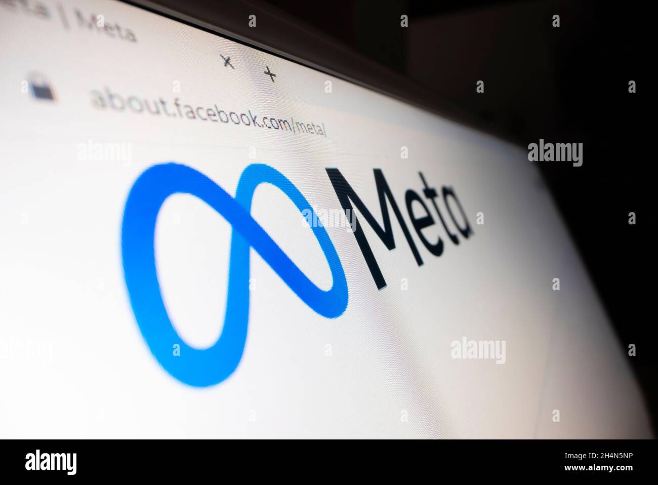 Melbourne, Australien - 4. Nov 2021: Nahaufnahme des Meta-Logos auf seiner Website Stockfoto