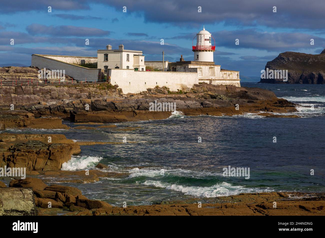 Cromwell Point Lighthouse, Valentia Isalnd, County Kerry, Irland Stockfoto