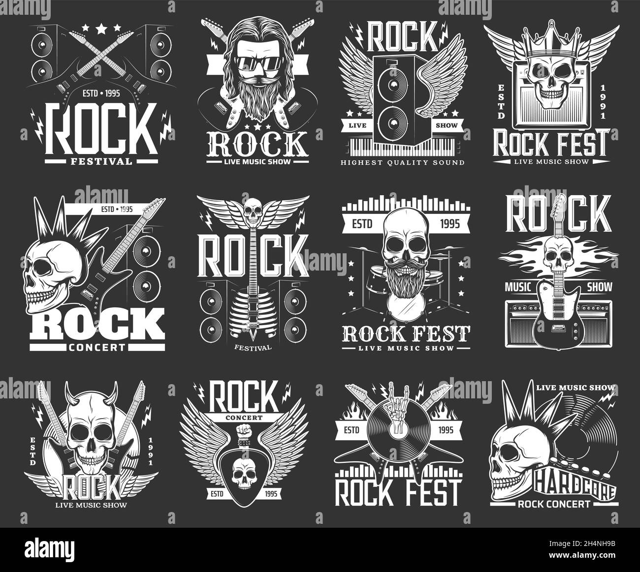 Hard rock music icon monochrome -Fotos und -Bildmaterial in hoher Auflösung  – Alamy
