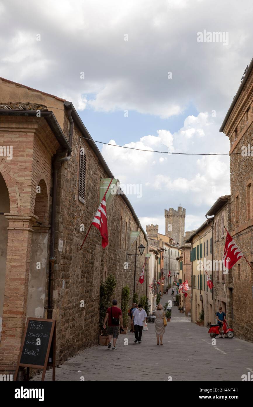 Montalcino Dorf und Häuser Blick, Toskana, Italien Stockfoto