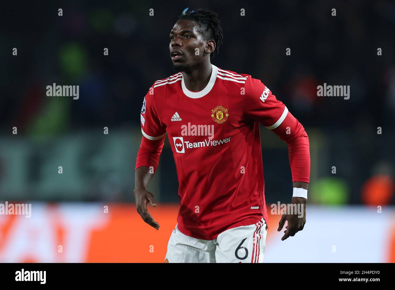 Bergamo, Italien. November 2021. Paul Pogba (Manchester United) während Atalanta BC gegen Manchester United, UEFA Champions League Fußballspiel in Bergamo, Italien, November 02 2021 Quelle: Independent Photo Agency/Alamy Live News Stockfoto